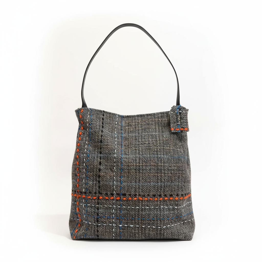 Cometa Frame - frame bag in tweed grigio con manici corretti